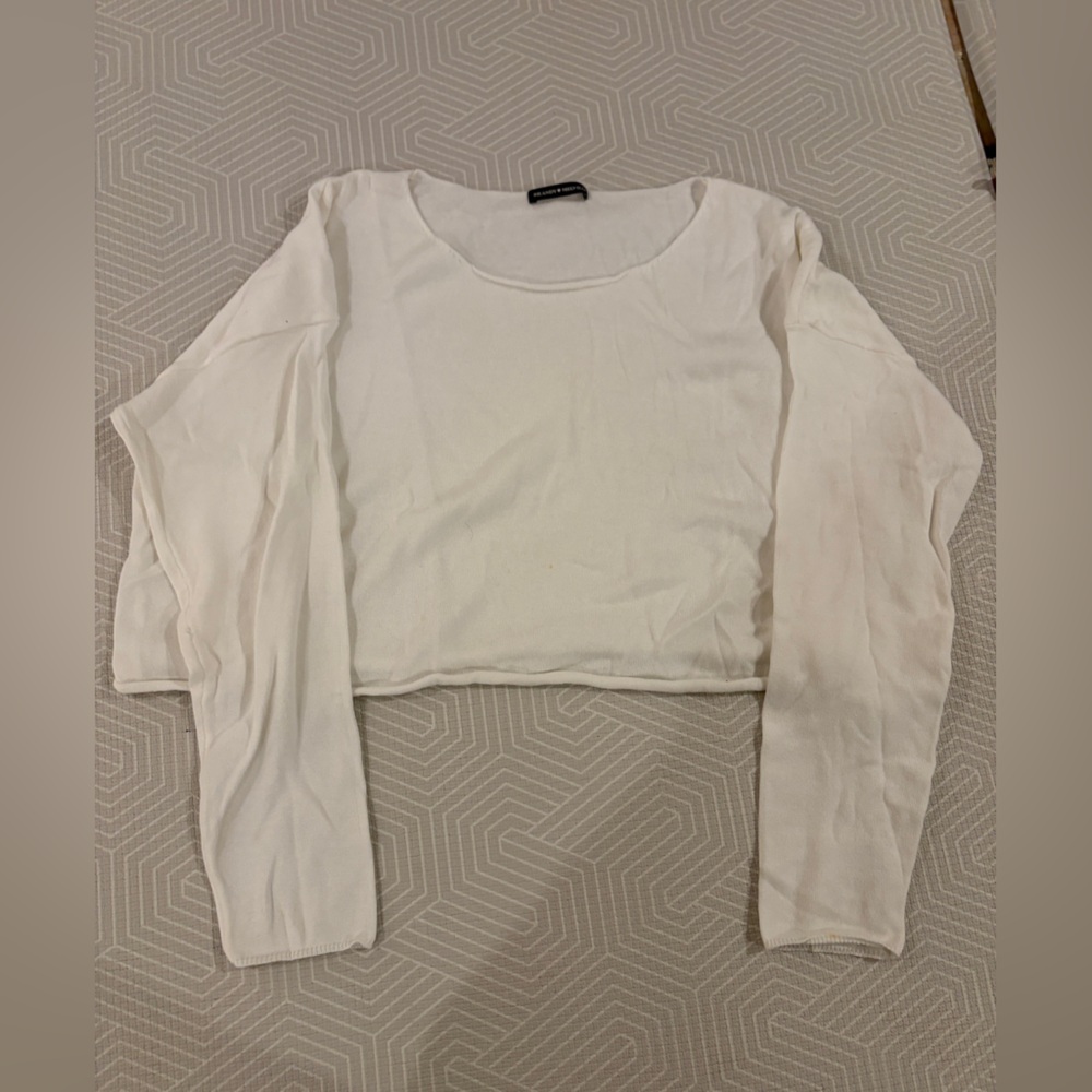 Brandy Melville White Off the Shoulder Long Sleeve Top